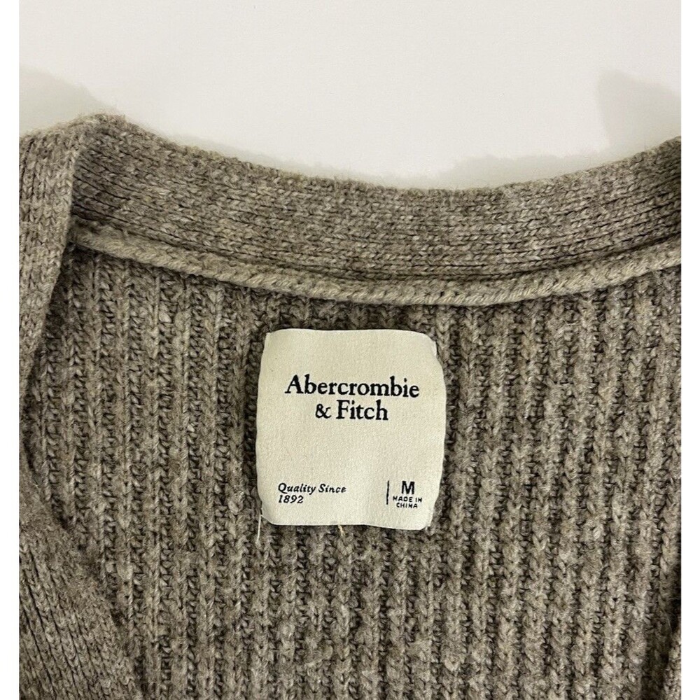 Abercrombie Fitch Cardigan Sweater Women’s M Brown Knit Cable Light Academia - Picture 6 of 9